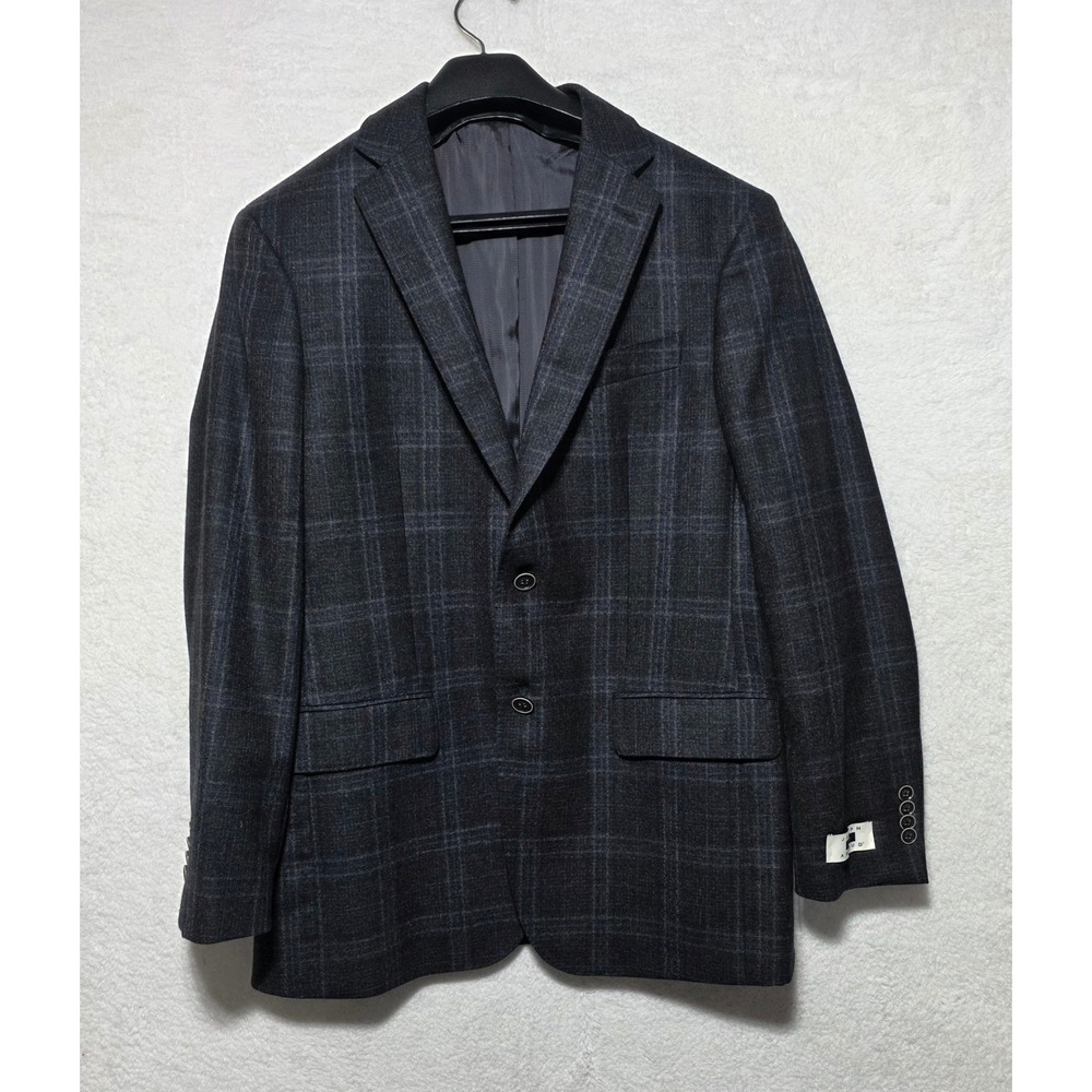Joseph Abboud Heritage 38R Wool Blazer Sport Coat Zignone Plaid Grey Blue 38 Reg